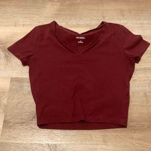 cropped v neck